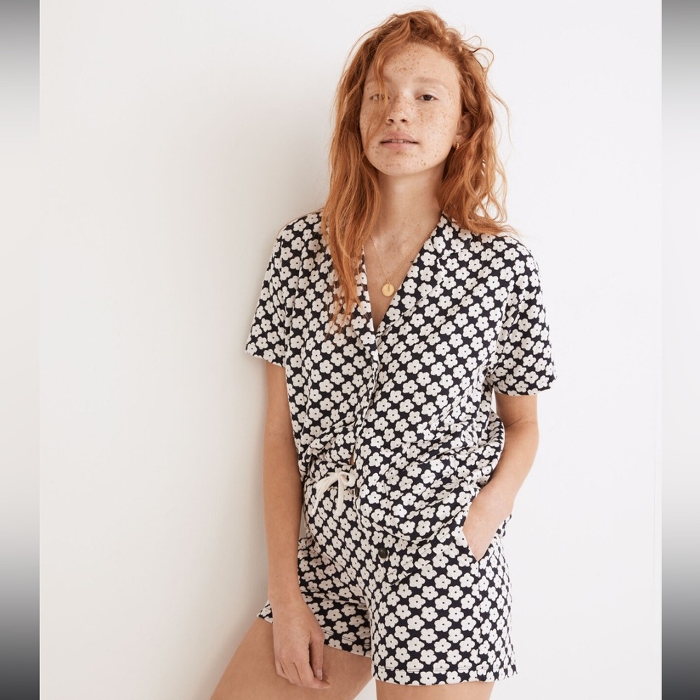 😍LAST CHANCE Madewell Floral check Jacquard shirt and shorts set